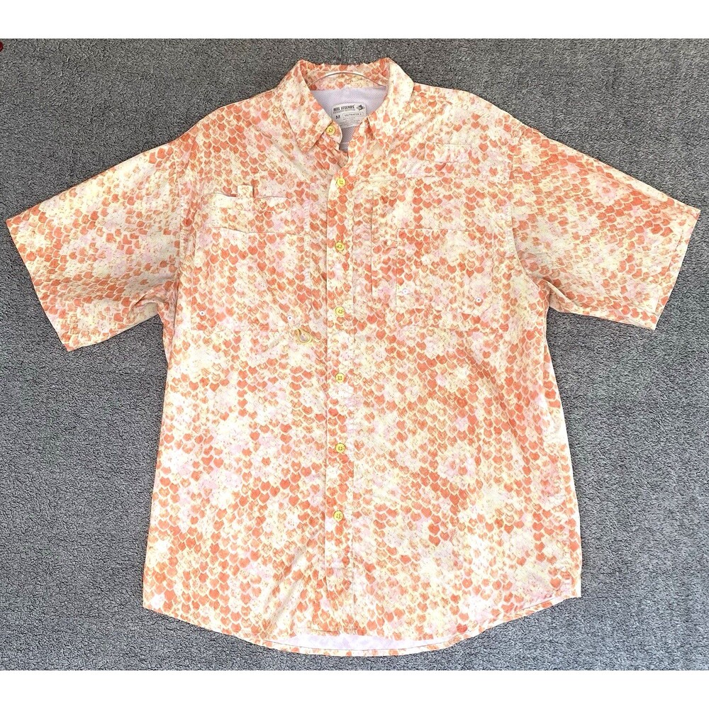 Reel Legends Men's Button Up Shirt Saltwater II Vented Fish-scale Print Size M